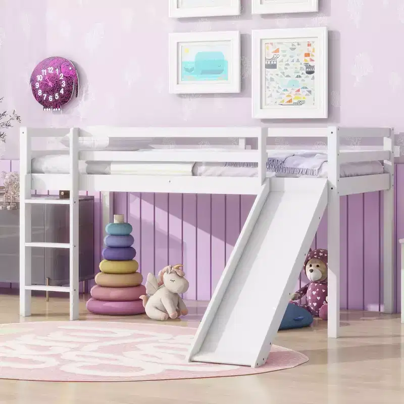 King Bunk Bed with Safety Rail, Soft-Close Drawers & Solid Rubberwood, 800 lb Capacity