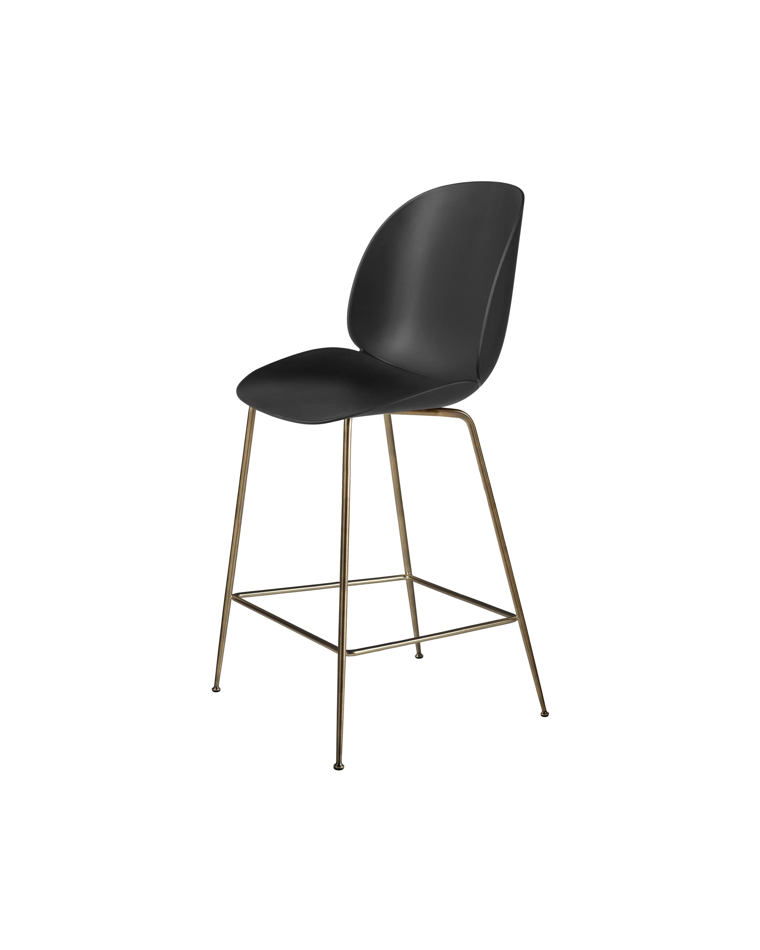 Contemporary Olive Green Unupholstered Counter Chair with Antique Brass Legs for Kitchen or Bar