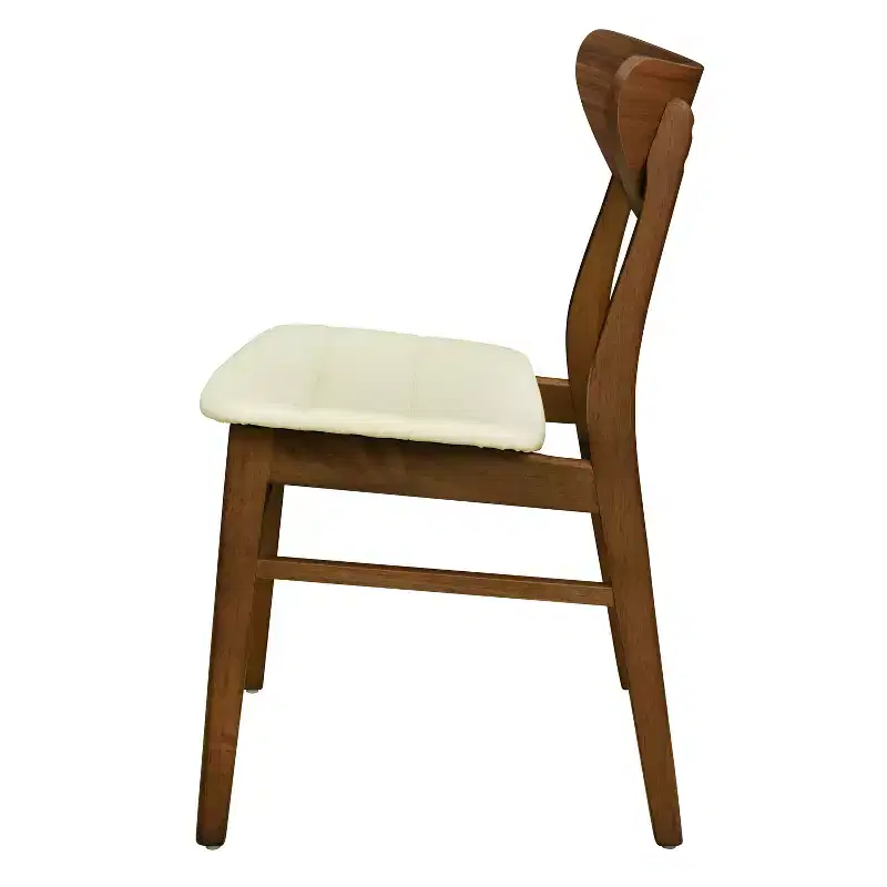 Christopher Knight Home Reed Mid-Century Modern Rubber Wood Faux Leather Upholstered Dining Chairs (Set of 2)