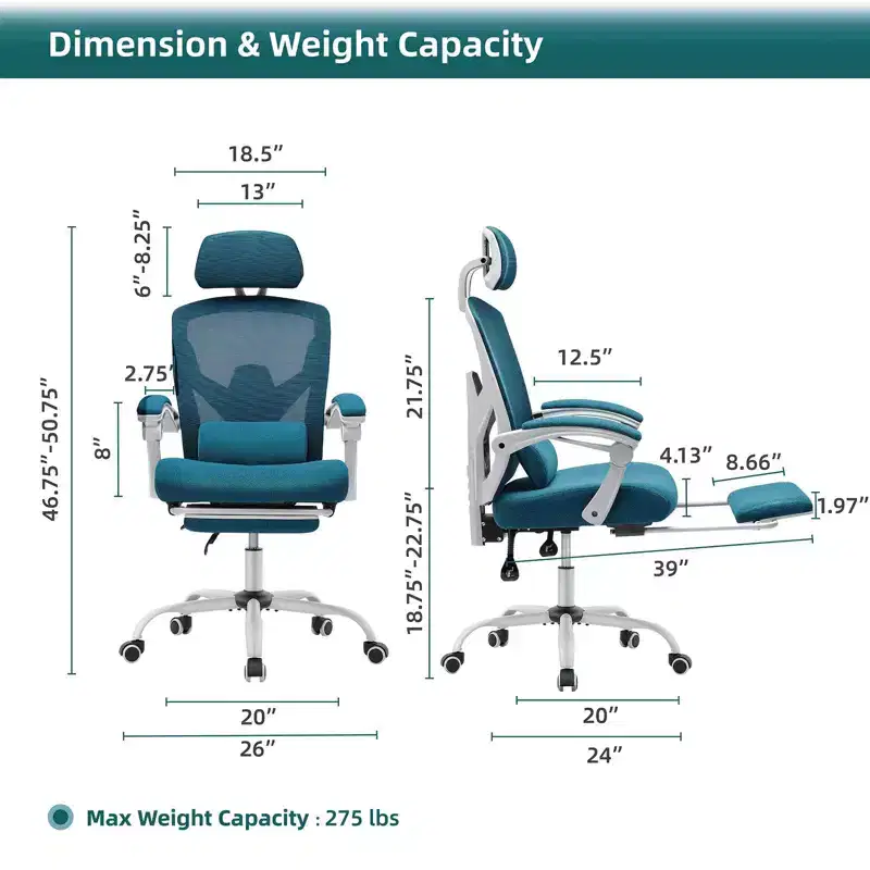 MAYEERTY 360 Swivel Office Chair Height Adjustable Pneumatic Seat 275 Lbs Weight Capacity