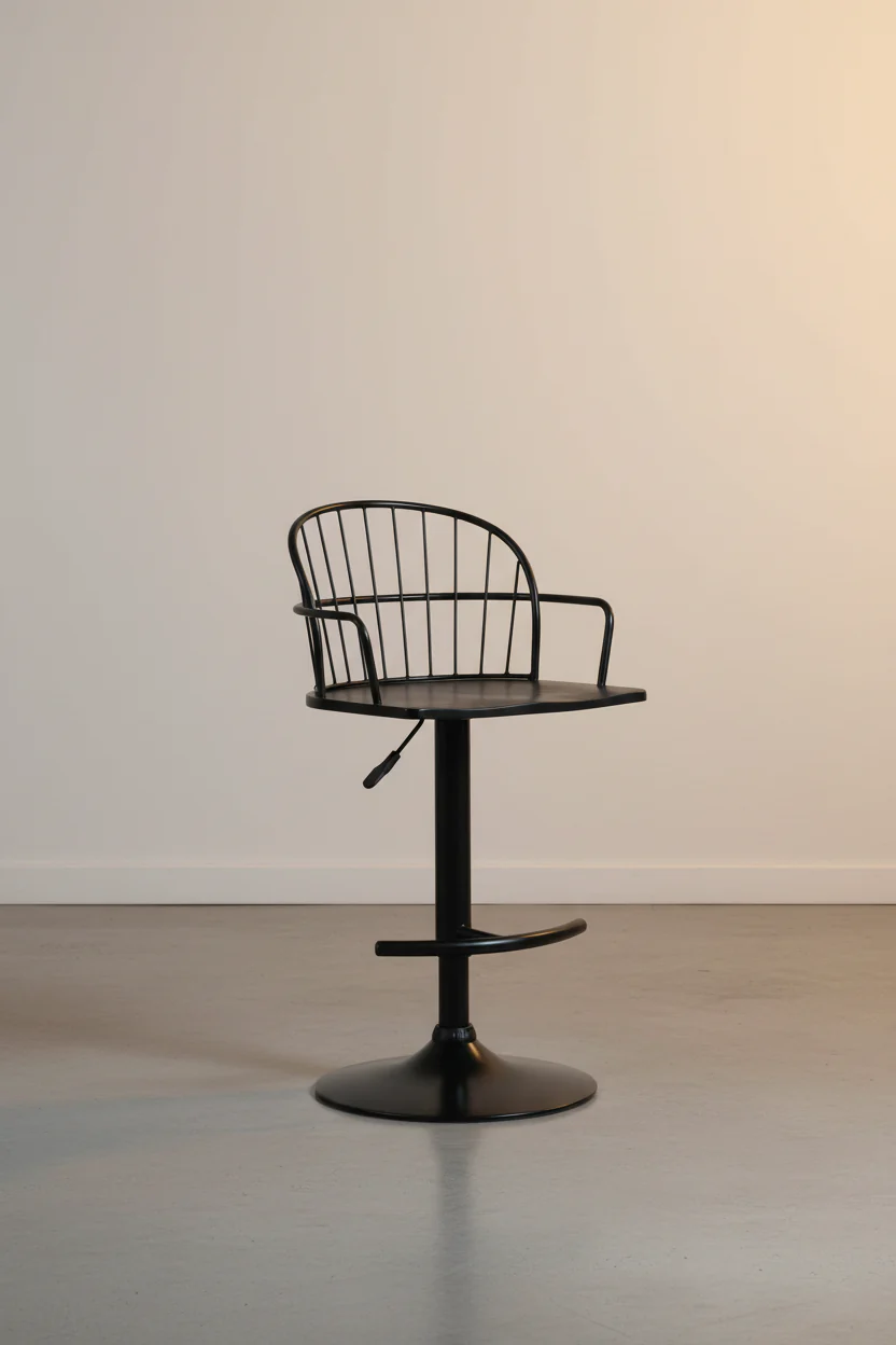 Adjustable Height Metal Barstool with Footrest