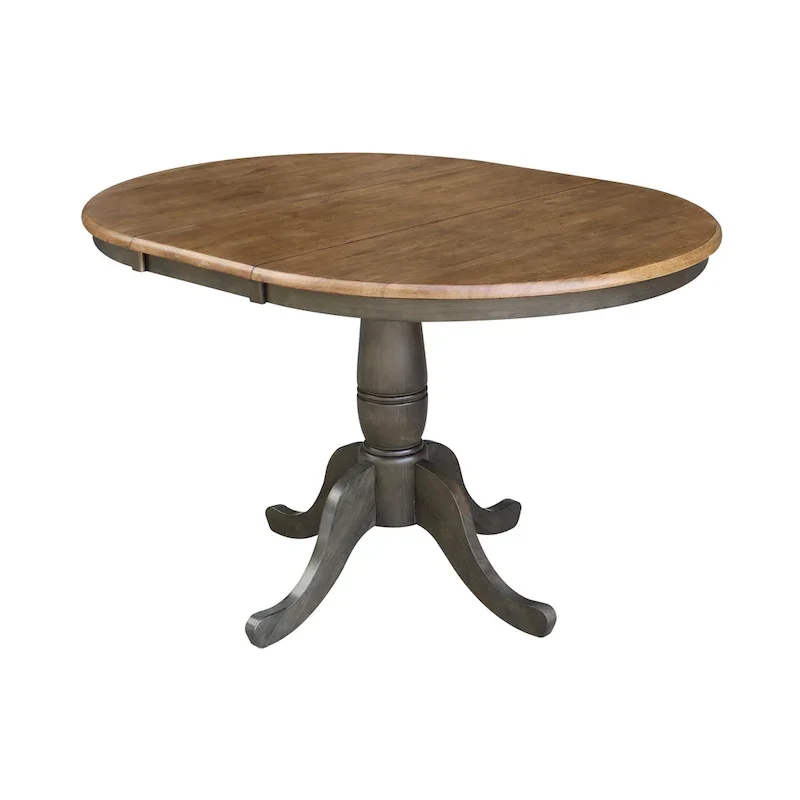 36 Round Top Pedestal Ext Table with 12 Leaf and 4 Madrid Chairs