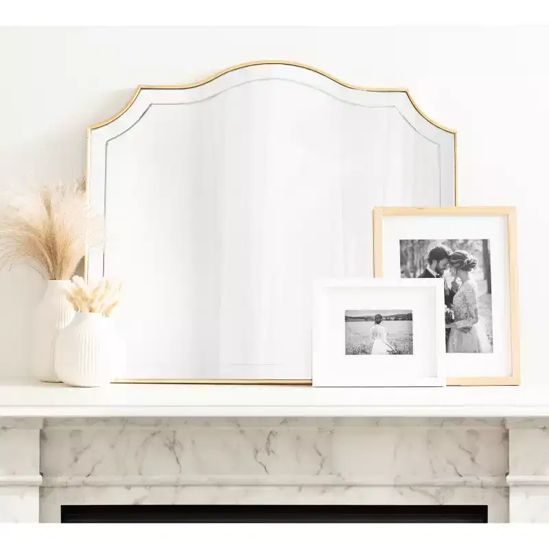 & 32"x28"  Arched Wall Mirror Gold