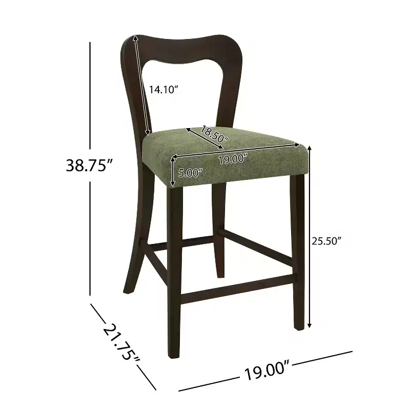 Christopher Knight Home Imamu Rubberwood Upholstered Counter Stools with Curved Open Back (Set of 2)