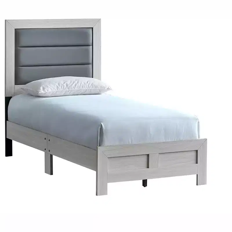 Passion Furniture Plano Beige Wood Frame Twin Panel Bed