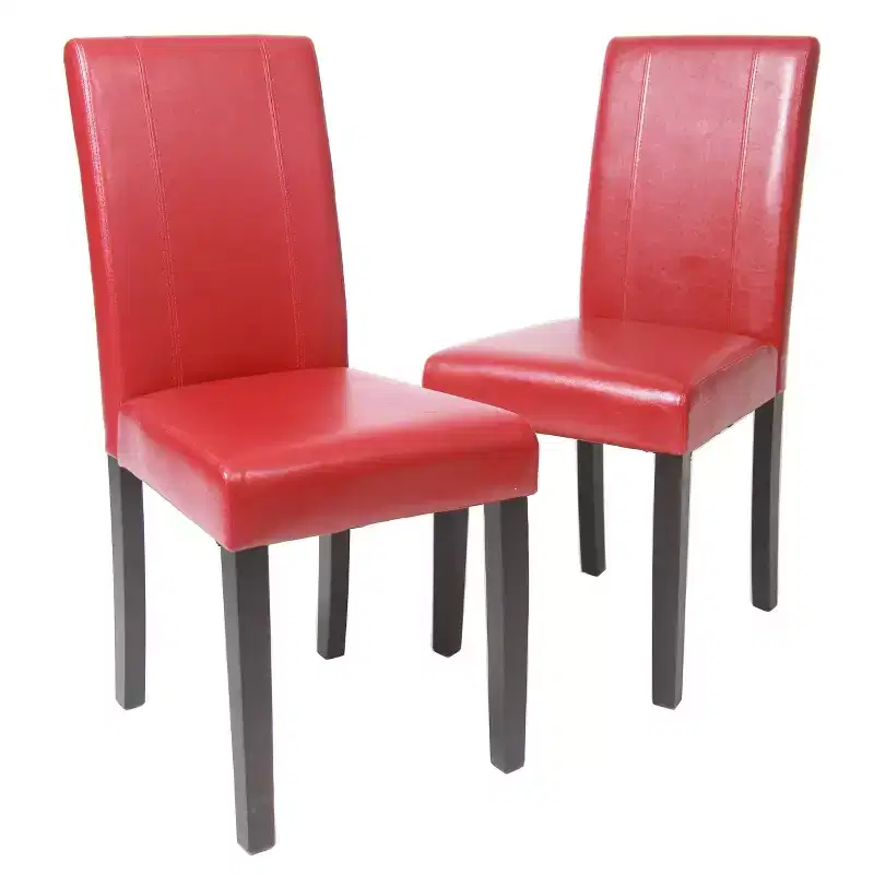 Okak Urban Style Dining Chairs Parson Chairs Set of 2, Faux Leather Upholstery with UV-Resistant, Solid Wood Espresso Legs & Slim Back