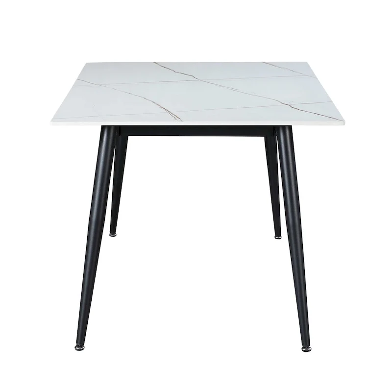Somette Mariana White Ceramic Dining Table with Matte Black Base