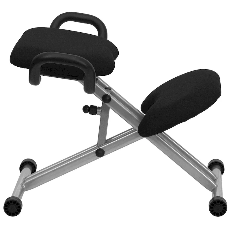 Ergonomic Kneeling Chair with Handles - Black Fabric