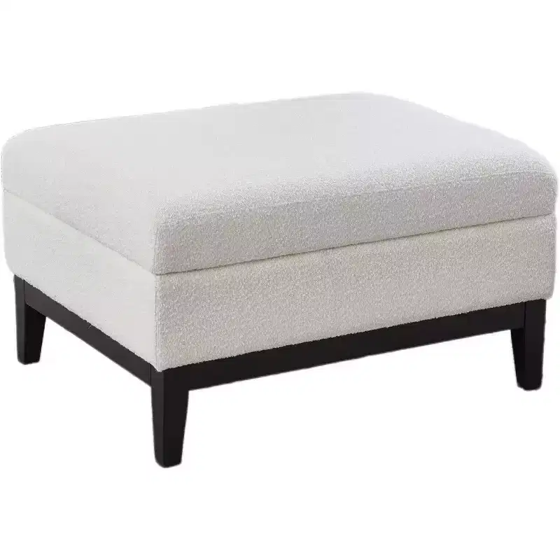 Homy Casa Upholstered Storage Ottoman with Reversible Tray Top, Wood Base Coffee Table for Living Room