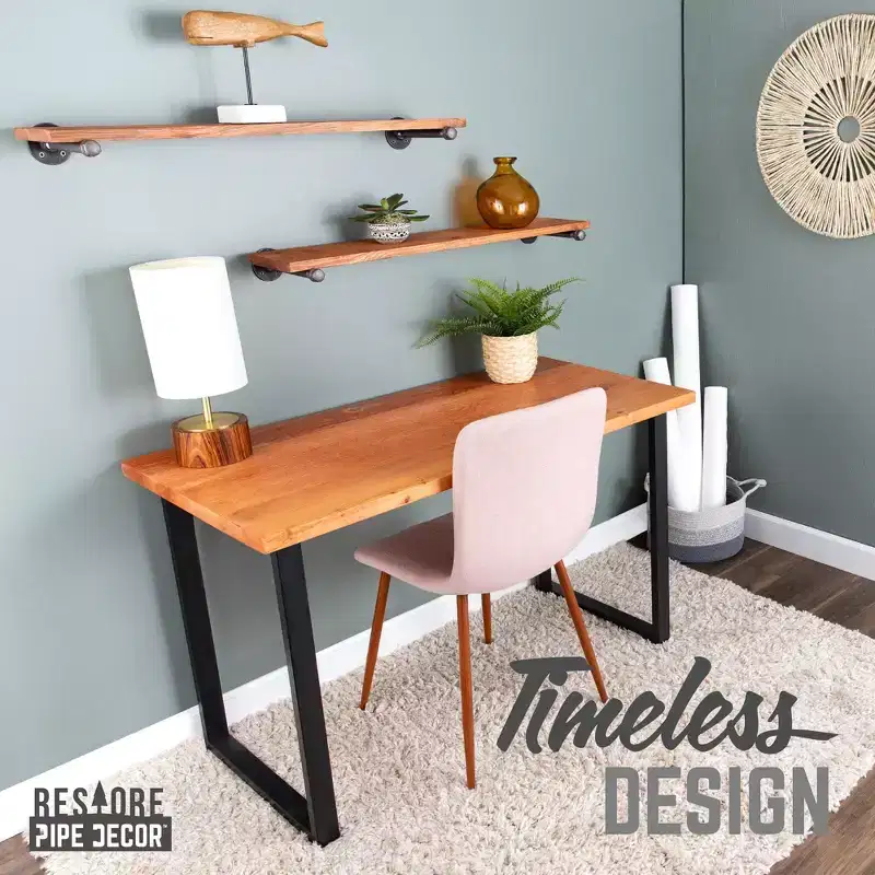 Cedar Solid Wood Desk with 28 in. Square Metal Legs