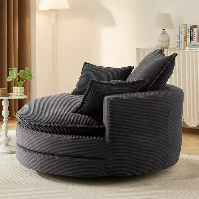 360 Swivel Barrel Chair with Dual-Layer Cushion Design