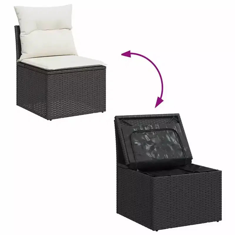 vidaXL Garden Sofa Set Black and Cream White