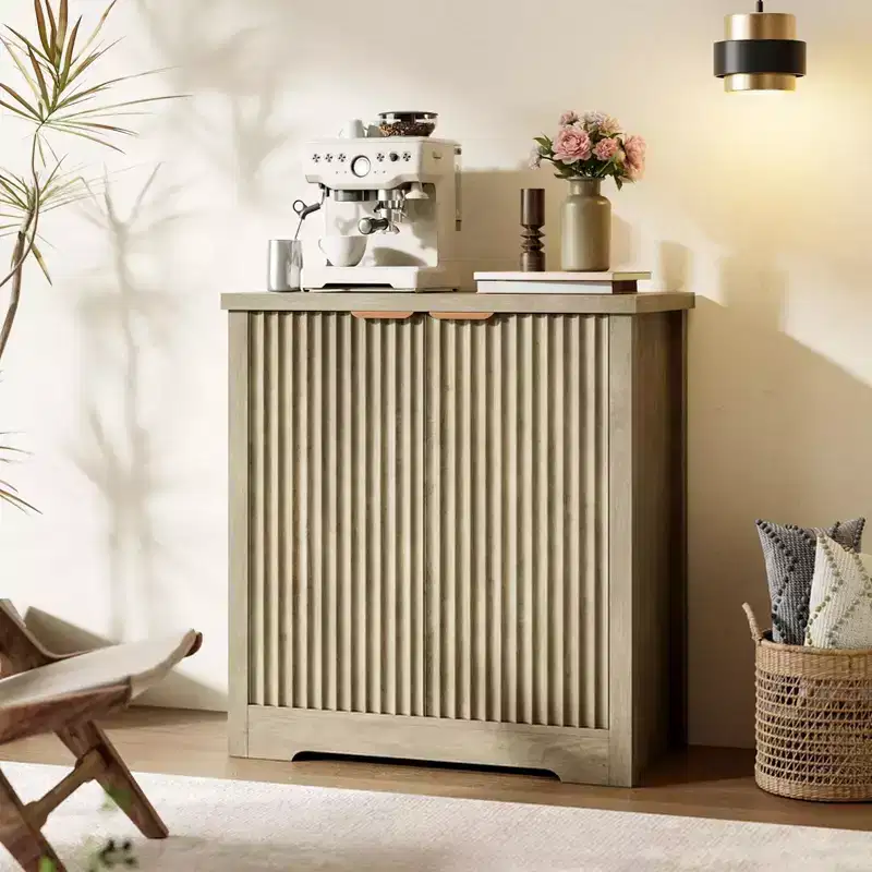 Modern Fluted Buffet Sideboard Cabinet with Adjustable Shelf, 2/4 Doors