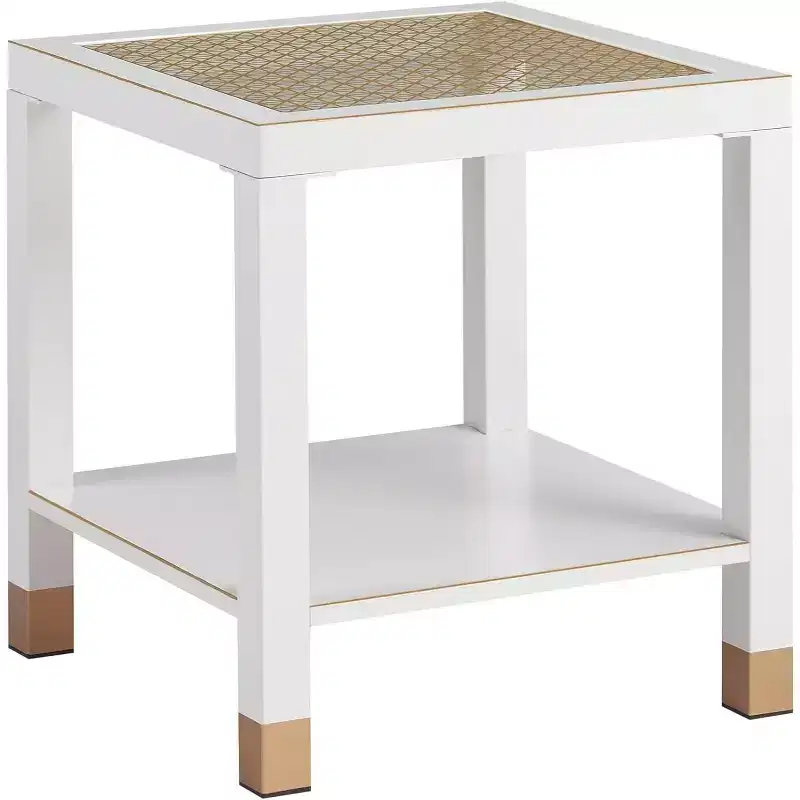 20 Modern 2-Tier Glass End Table with Metal Frame,Versatile Living Room & Bedroom Side Table