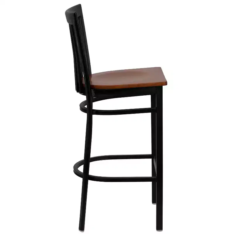 School House Back Metal Restaurant Barstool, Set of 2