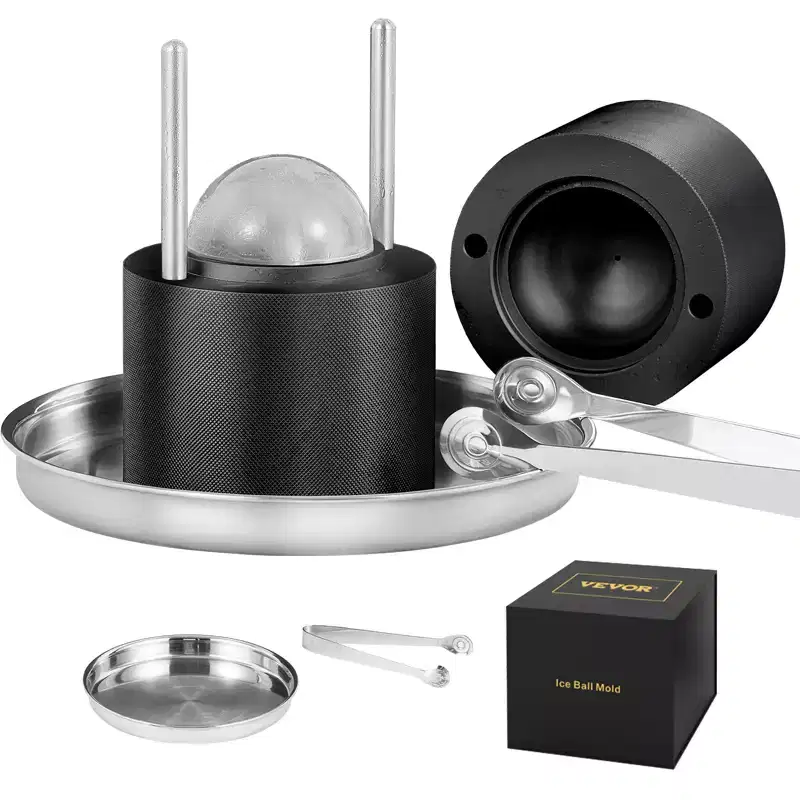VEVOR Ice Ball Press, 2.4 Ice Ball Maker, Aircraft Al Alloy Ice Ball Press Kit for 60mm Ice Sphere, Ice Press with Tong and Drip Tray, for Whiskey
