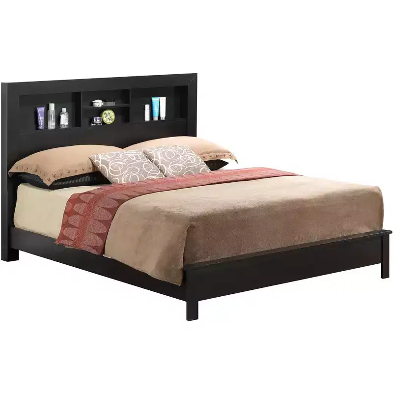 Passion Furniture Burlington Queen Platform Bed with Storage Shelves