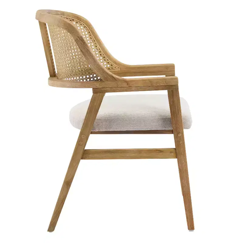 Christopher Knight Home Charlotte Mid-Century Modern Upholstered Dining Chairs with Natural Rattan Cane Back (Set of 2)