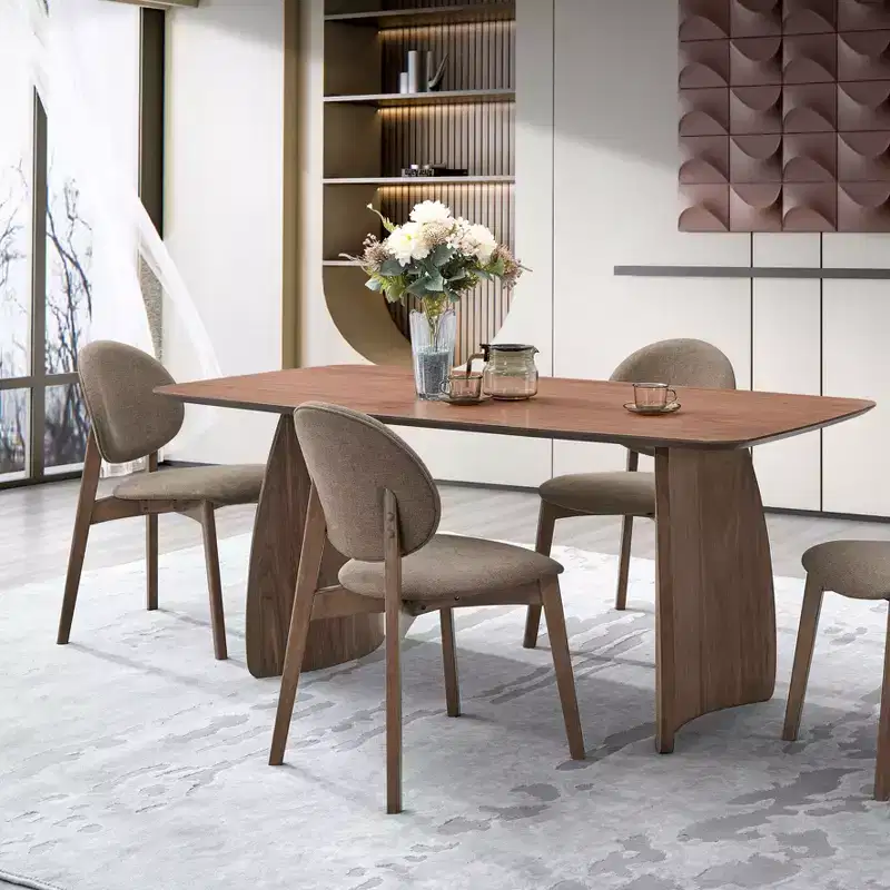 GDFStudio Jill Rectangle 71 Wood Dining Table with Sculptural Legs