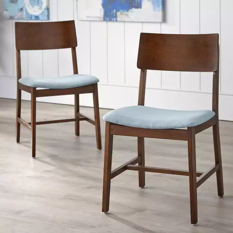 Buylateral Set of 2 Tiara Dining Chair Walnut/Light Blue