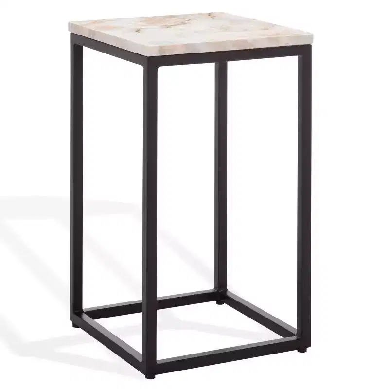 Macklyn Square Marble Top Accent Table - SFV5768 - Light Brown/Black - Safavieh Couture