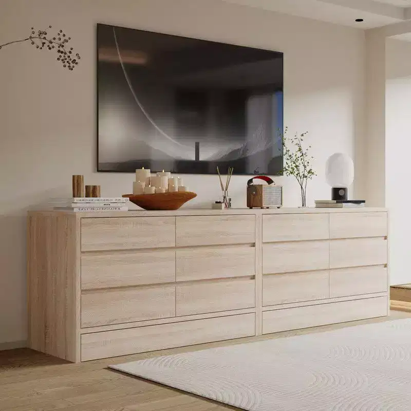 Rolling Storage Cabinet, 9-Drawer with Flip-Top Hidden Compartments & Foot-Activated Drawer, Living Room Organizer Dresser