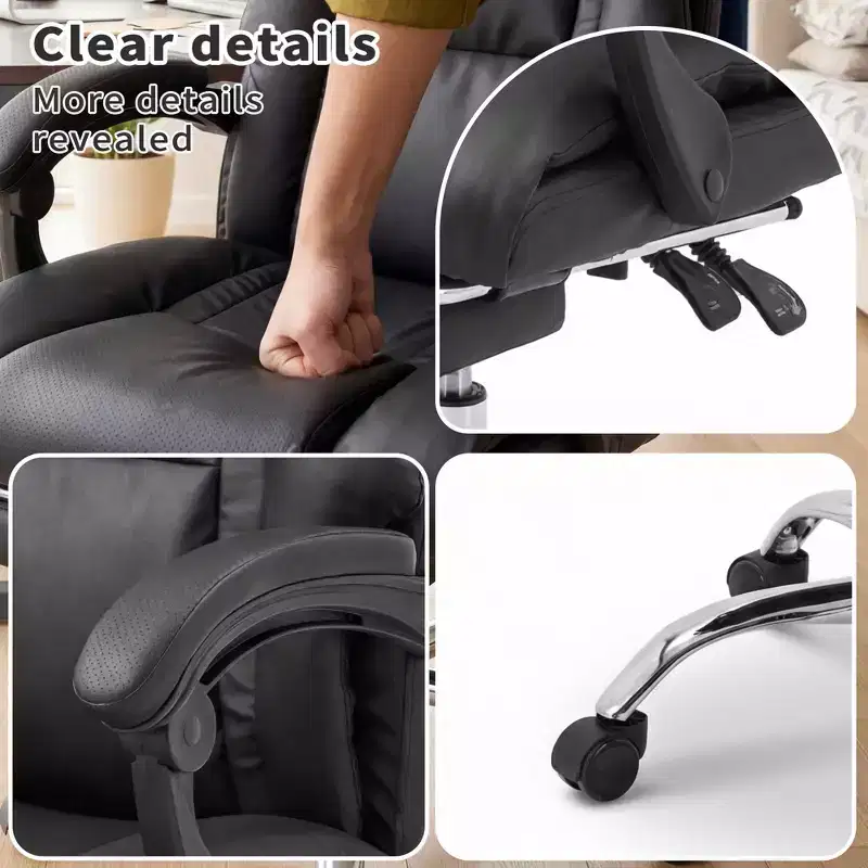 GDFStudio Faina Faux Leather Swivel Adjustable Height Executive Office Chair with Foot Rest