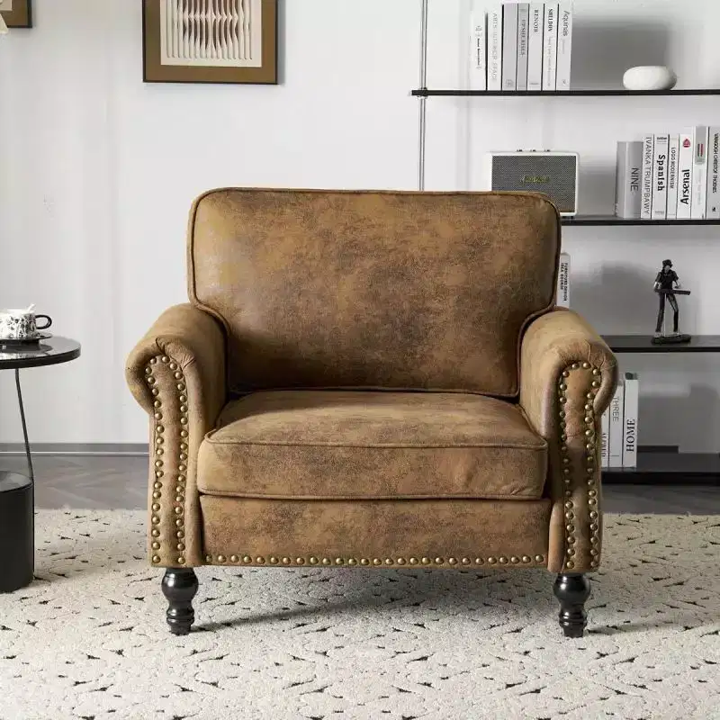 Classical Single Sofa Accent Chair In Rust
