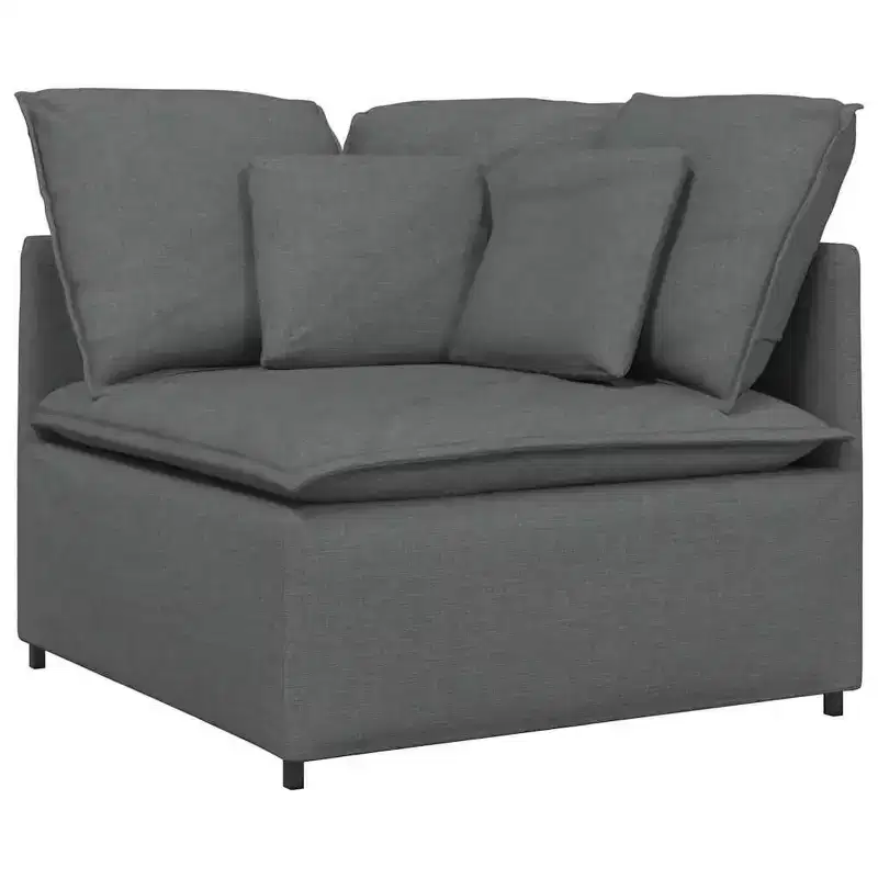 vidaXL Modular Sofa with Footstool & Cushions Fabric Dark Gray - Dark Gray