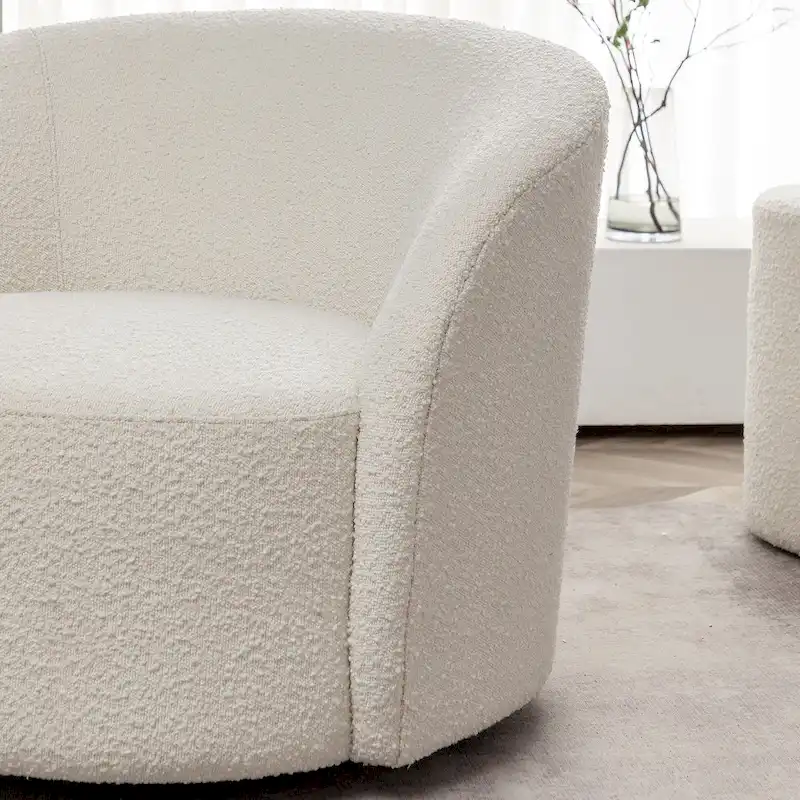 KINWELL 34 Wide Upholstered Swivel Accent Barrel Chair (Set of 2)