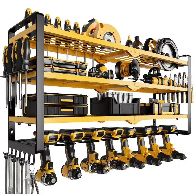 Hausource 4 Layer Power Tool Organizer with 8 Drill Holder Tool Storage Rack Gift for Men