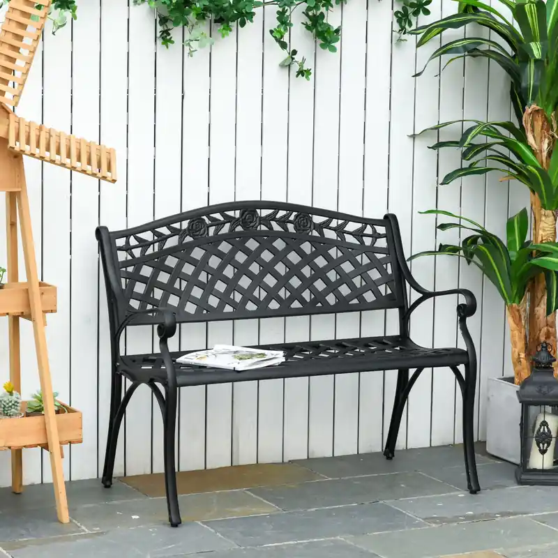 2-seater Aluminum Garden Bench Outdoor Loveseat Chair