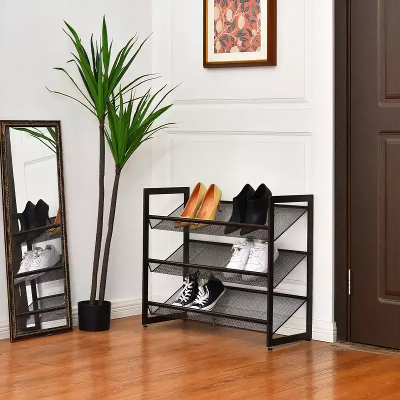 Adjustable 2 to 4-Tier Shoe Rack Organizer with Flat or Slant Shelf Configuration