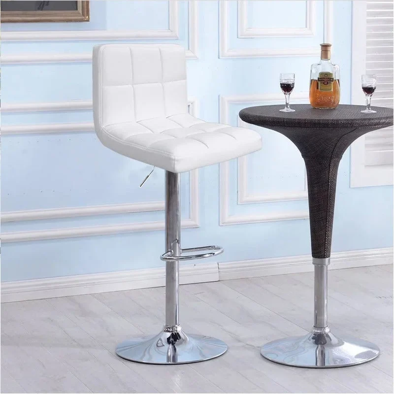 Adjustable Swivel Bar Stools Set of 2, PU Leather Armless Counter Height Chairs