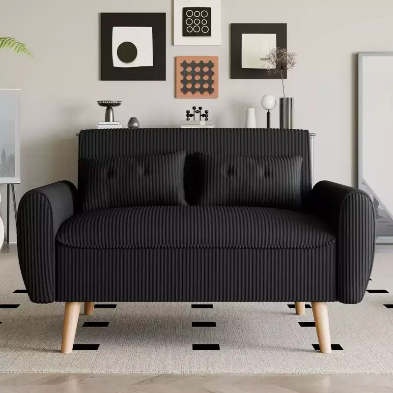 Celebalcony Small Modern Loveseat Couch Sofa, Upholstered 2-Seat Sofa Love Seats for Small Space,Living Room,Studio,Apartment with 2 Pillows