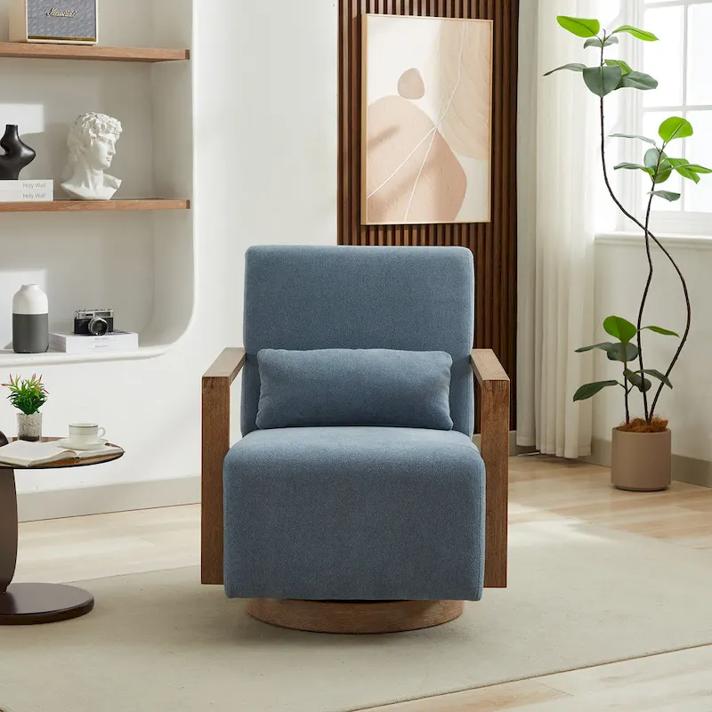 30.31 Linen Blend Upholstered 360 Swivel Accent Chair