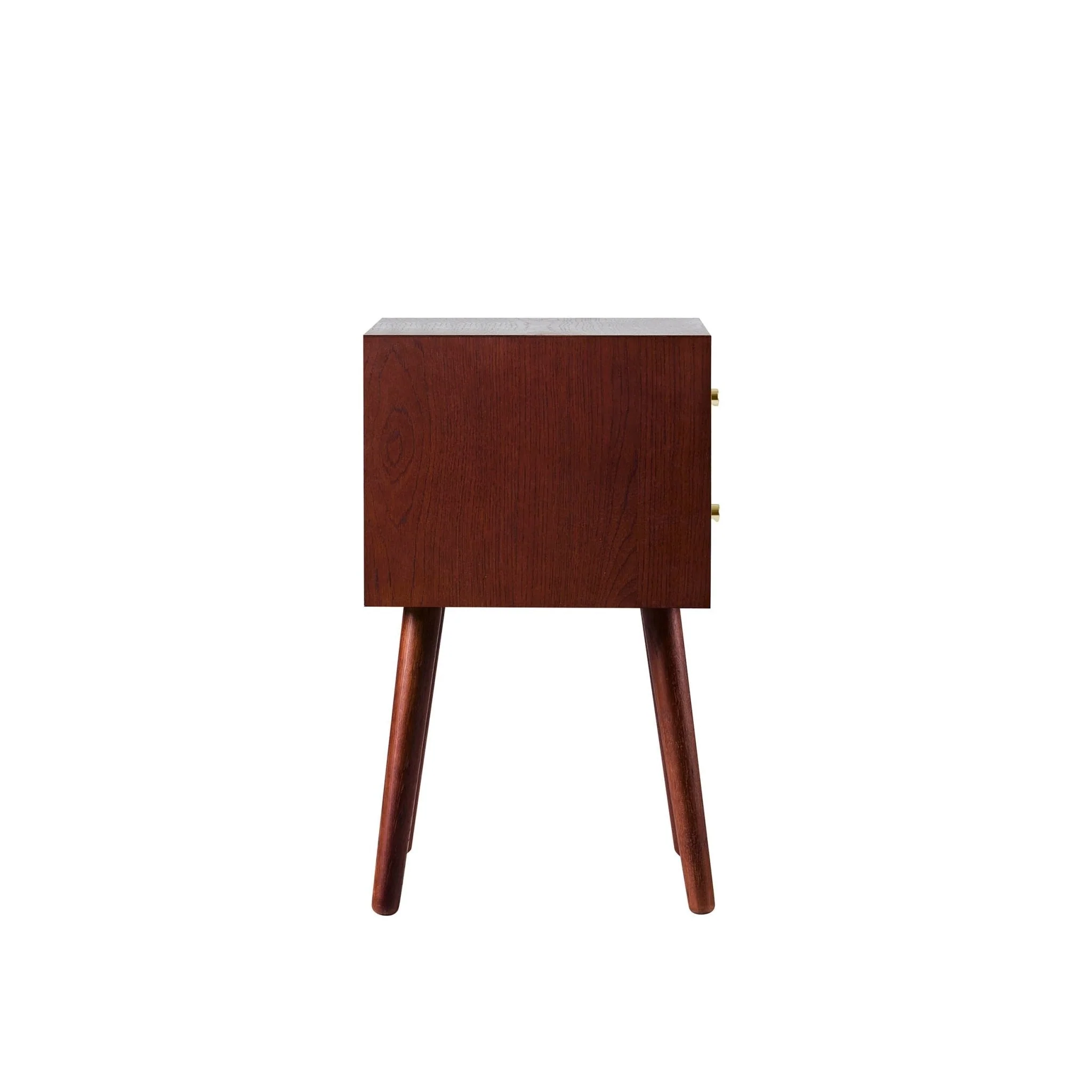 Oak 2 Drawer Bedside Table - Cherry Wood