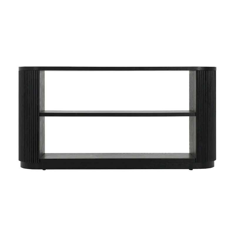 Console Table with Open Shelves and Fluted Wood Veneer