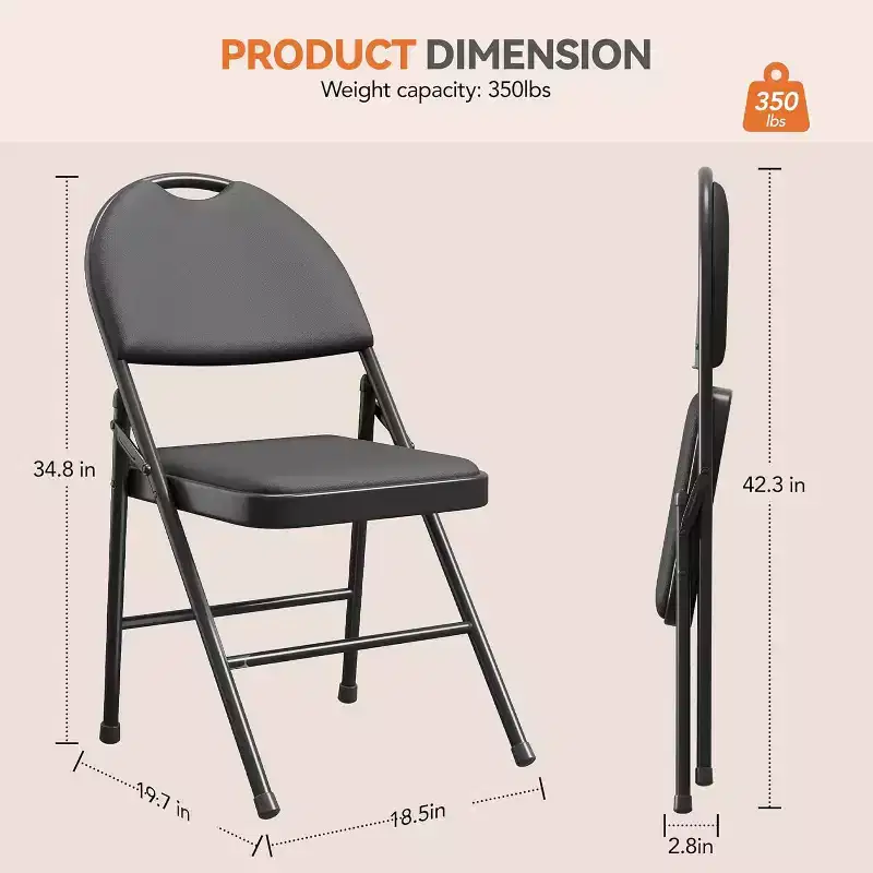 GustoWave 4-Piece Folding Chair Set for Indoor and Outdoor, Room, Restaurant, Patio