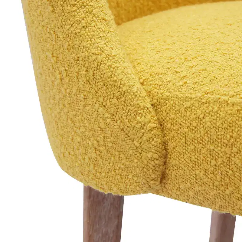 Mid-Century Modern Boucle Upholstered Dining Chair, Set of 6, Water-Resistant Fabric