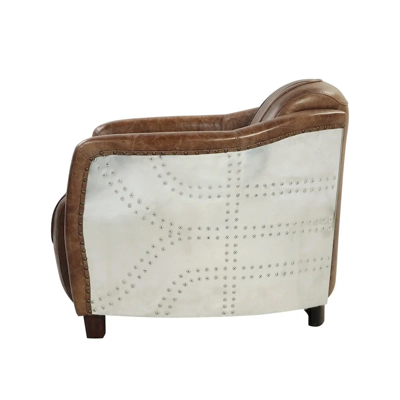 Acme Furniture Brancaster Top Grain Leather Retro Brown Arm Chair