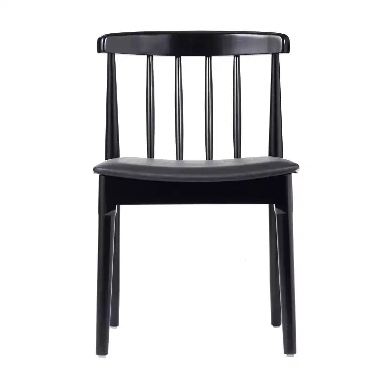 Set of 2 Solid Beechwood Dining Chairs Spindle Backrest Padded Vinyl Seat 500 lbs