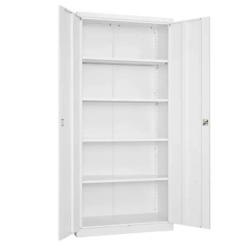 Metal Storage Cabinet, 68.9 in Lockable Steel Garage Cabinet with 4 Adjustable Shelves, 2 Magnetic Doors, 2 Keys, 5 Tiers Tool Storage, White