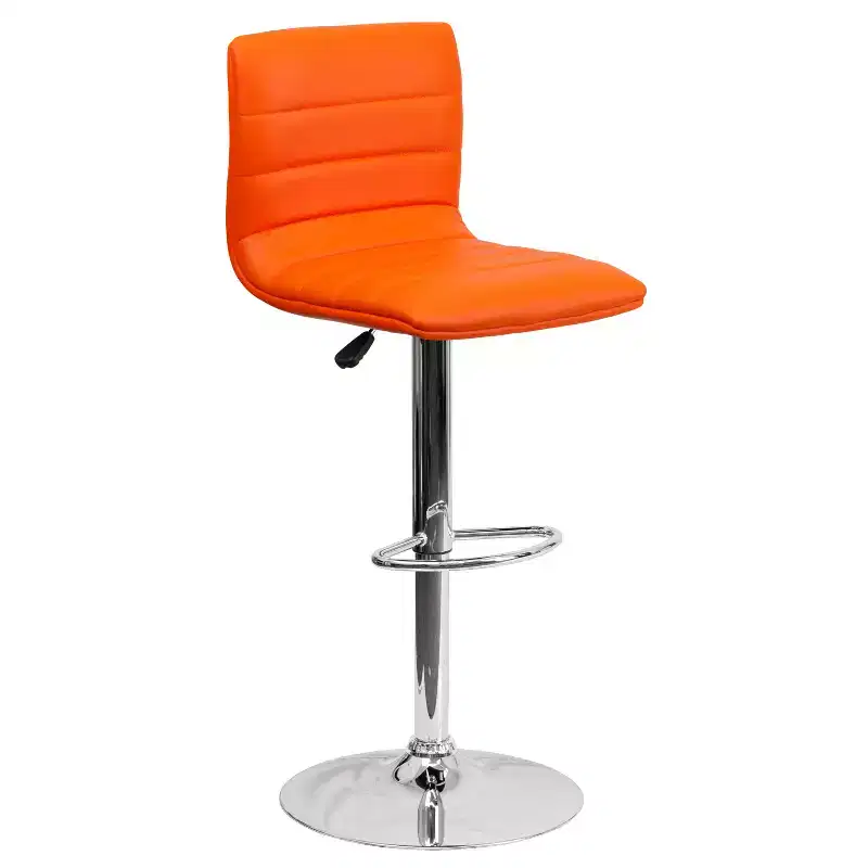 Emma and Oliver Coti Modern Channel Tufted Upholstered Height Adjustable Mid-Back Stool and Pedestal Base with Footrest