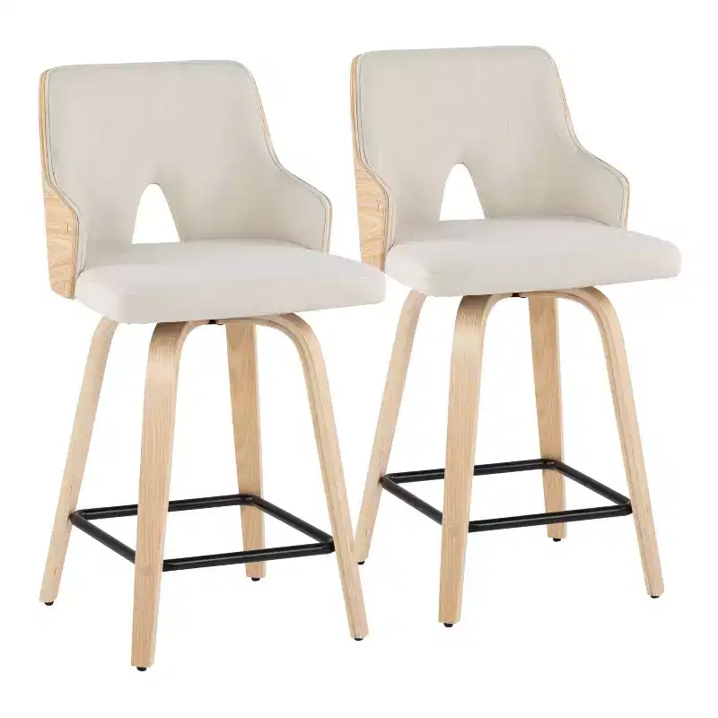 Counter Height Barstools: Swivel, Full Back, Upholstered