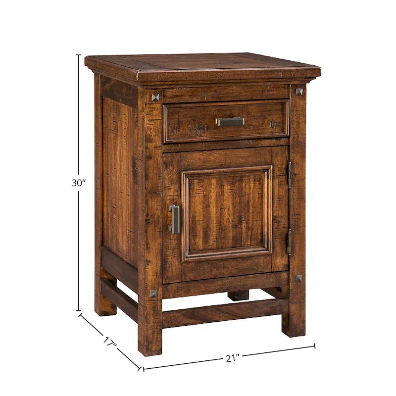 Rustic Vintage Acacia 1-Door 1-Drawer Nightstand