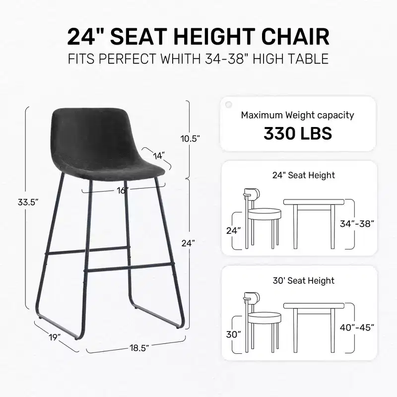 FERPIT Faux Shearling Counter Height Bar Stools Set of 2, Upholstered Bar Stools with Footrest