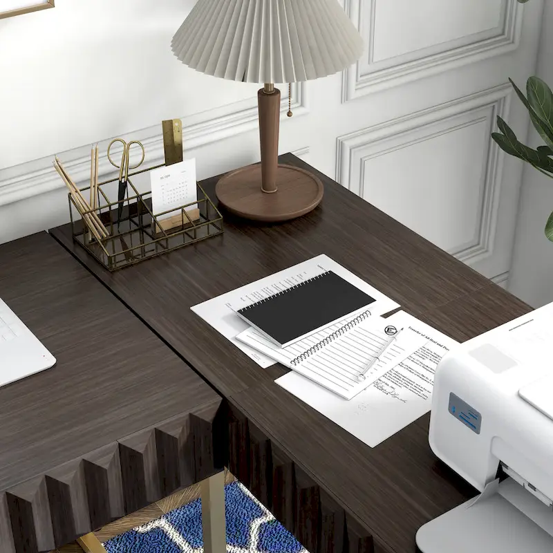 Bird Glam Metal Lift-top L-Shaped Computer Desk with USBs