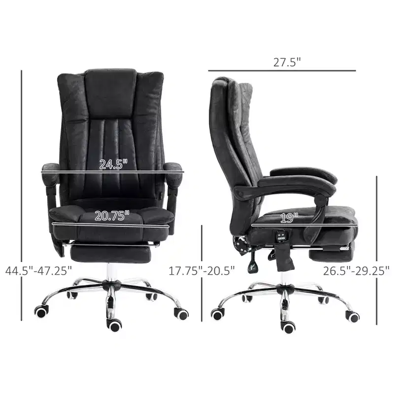 Massage Office Chair with 6 Points and Heat, Reclining Computer Chair with Adjustable Height and Footrest