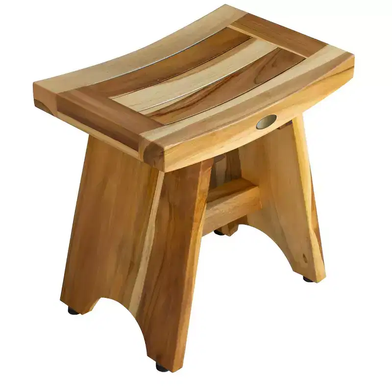 HomeRoots 18 Natural Teak Rectangular Shower Bench